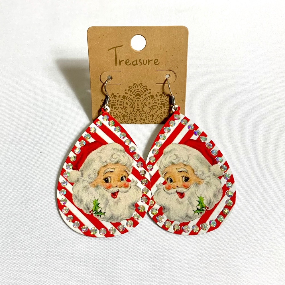 Christmas Santa Teardrop Earrings NWT - Picture 1 of 3